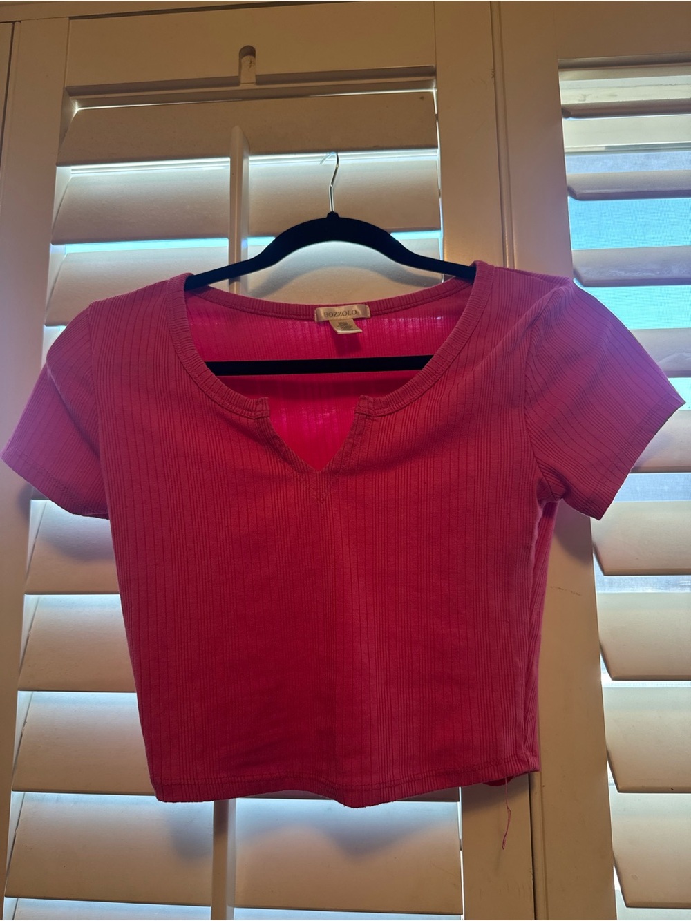 Bozzolo Ribbed Scoop Neck Crop Top - Hot Pink